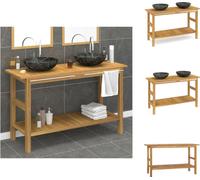 vidaXL Lavabo avec vasque en marbre noir teck massif - lavabos de salle de bains