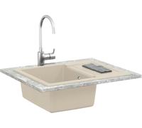 vidaXL Lavabo Beige 620 x 500 mm 80% Quartz et 20% Résine