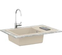 vidaXL Lavabo Beige 780 x 500 mm 80% Quartz et 20% Résine