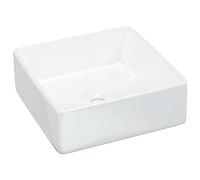 vidaXL Lavabo blanc 37x37x13 cm céramique carré, lavabo de salle de bain, lavabo de bain, lavabo de vanité, évier, lavabo de comptoir, bassin d'évier