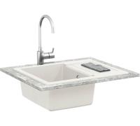 vidaXL Lavabo blanc 620 x 500 mm 80% quartz et 20% résine