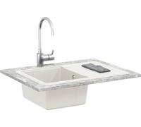 vidaXL Lavabo blanc 670 x 460 mm 80% quartz et 20% résine