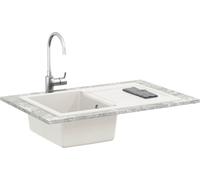 vidaXL Lavabo blanc 780 x 500 mm 80% quartz et 20% résine
