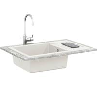 vidaXL Lavabo blanc 780 x 500 mm 80% quartz et 20% résine
