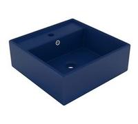 vidaXL Vasque de luxe à débordement Carré mat Bleu foncé 41x41 cm