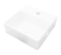vidaXL Vasque en céramique avec trou pour robinet Blanc Carré