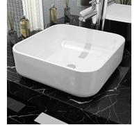 vidaXL Lavabo carré en céramique blanc 39x39x13,5 cm