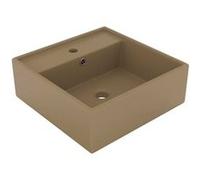 vidaXL Vasque de luxe à débordement Carré mat Crème 41x41 cm