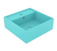 vidaXL Lavabo de luxe Débordement Carré Mat Vert clair 41x41 cm