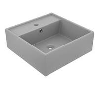 vidaXL Lavabo de luxe Débordement Carré Mat Gris clair 41x41 cm