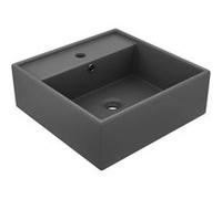 vidaXL Lavabo de luxe carré à débordement mat gris foncé 41x41 cm