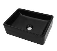 vidaXL Lavabo Céramique Rectangulaire Noir Vasque Salle de Bain Toilette