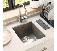 vidaXL Lavabo, composé de 80 % de quartz et 20 % de résine, dimensions 370 x 460 mm, couleur grise