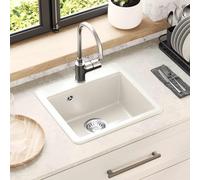 vidaXL Lavabo, composé de 80 % de quartz et 20 % de résine, dimensions 470 x 440 mm, couleur blanche