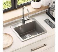 vidaXL Lavabo, composé de 80 % de quartz et 20 % de résine, dimensions 470 x 440 mm, couleur grise