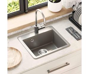 vidaXL Lavabo, composé de 80 % de quartz et 20 % de résine, dimensions 470 x 440 mm, couleur grise