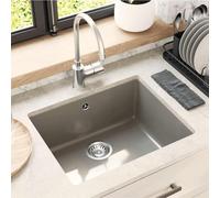 vidaXL Lavabo, composé de 80 % de quartz et 20 % de résine, dimensions 530 x 460 mm, couleur grise