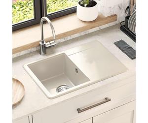 vidaXL Lavabo, composé de 80 % de quartz et 20 % de résine, dimensions 670 x 460 mm, couleur beige