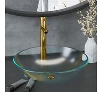 vidaXL Robinet de lavabo salle de bains avec garniture de vidage en verre mat