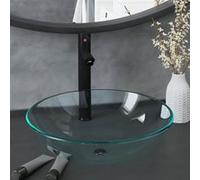 vidaXL lavabo avec robinet et vidage en verre trempé