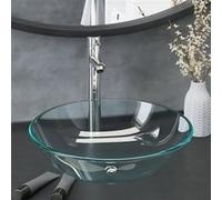 vidaXL Lavabo de Bain avec Robinet et Drain à Poussoir Vasque à Poser de Toilette Lave-mains de Salle de Bain Lavabo de 3098439 Gris G