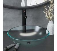 vidaXL Lavabo de Bain avec Robinet et Drain à Poussoir Vasque à Poser de Toilette Lave-mains de Salle de Bain Lavabo de 3098445 Gris G