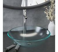 vidaXL Robinet de lavabo de salle de bains Garniture de vidage en verre mat
