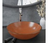 vidaXL Lavabo de salle de bain 3098454 avec robinet et vidage - Brun