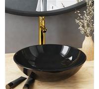 vidaXL Lavabo de salle de bains avec robinet et garniture d'écoulement – Noir