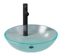 vidaXL Robinet de lavabo de salle de bains 3098445 Garniture de vidage en verre mat Gris