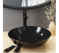 vidaXL Lavabo de salle de bains avec robinet et garniture d'écoulement noir
