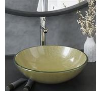 vidaXL Lavabo de salle de bain Verre trempé avec robinet et vidage Or