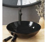 vidaXL Lavabo de salle de bains avec robinet et garniture d'écoulement noir