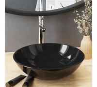 vidaXL Salle de bains Lavabo avec robinet Garniture d'écoulement noir
