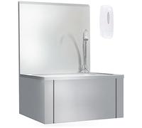 vidaXL Lave-mains Vasque à poser avec robinet et distributeur de savon Acier inoxydable
