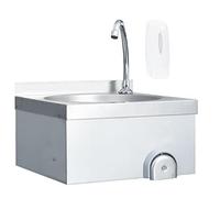 vidaXL Lavabo de Lavage des Mains avec Robinet et Distributeur de Savon Lave-Mains Vasque à Poser Cuisine de Cantine Atelier Acier Inoxydable