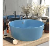 vidaXL Lavabo de luxe avec trop-plein mat bleu clair 36x13 cm Céramique