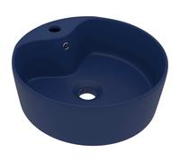 vidaXL Lavabo de luxe avec trop-plein Bleu foncé mat 36x13 cm Céramique