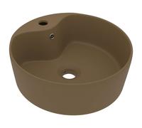 vidaXL Lavabo de luxe avec trop-plein Crème mat 36x13 cm Céramique