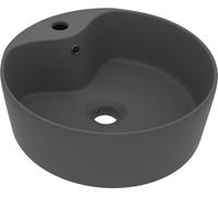 vidaXL Lavabo de luxe avec trop-plein gris foncé mat 36x13 cm Céramique