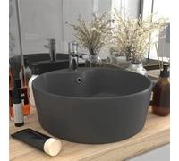 vidaXL Lavabo de luxe avec trop-plein 36x13 cm Céramique Gris foncé mat