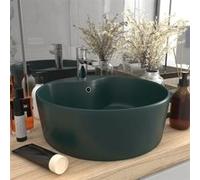 vidaXL Lavabo de luxe avec trop-plein Vert foncé mat 36x13 cm Céramique
