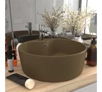 vidaXL Lavabo de luxe avec trop-plein Crème mat 36x13 cm Céramique