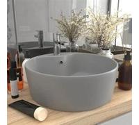 vidaXL Lavabo de luxe avec trop-plein gris clair mat 36x13 cm Céramique
