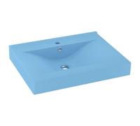 vidaXL Lavabo de luxe avec trou de robinetterie bleu clair mat 60x46 cm Céramique