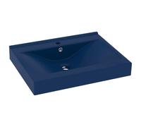 vidaXL Lavabo de luxe avec trou pour robinet Bleu foncé mat 60x46 cm Céramique
