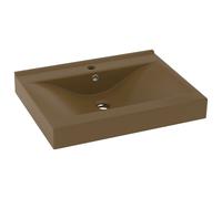 vidaXL Lavabo de luxe avec trou pour robinet Crème mat 60x46 cm Céramique