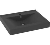 vidaXL Lavabo de luxe avec trou pour robinet gris foncé mat 60x46 cm Céramique