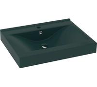 vidaXL Lavabo de luxe avec trou pour robinet Céramique 60x46 cm Vert foncé mat