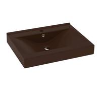 vidaXL Lavabo de luxe avec trou pour robinetterie Mat-brun foncé 60x46cm Céramique